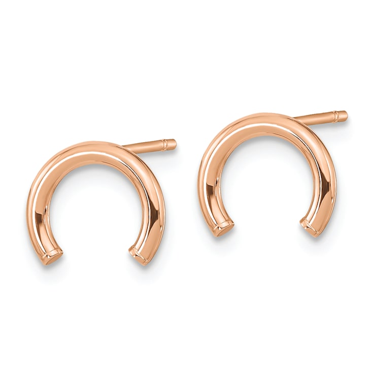 14K Rose Gold Polished U Shape Tube Stud Earrings