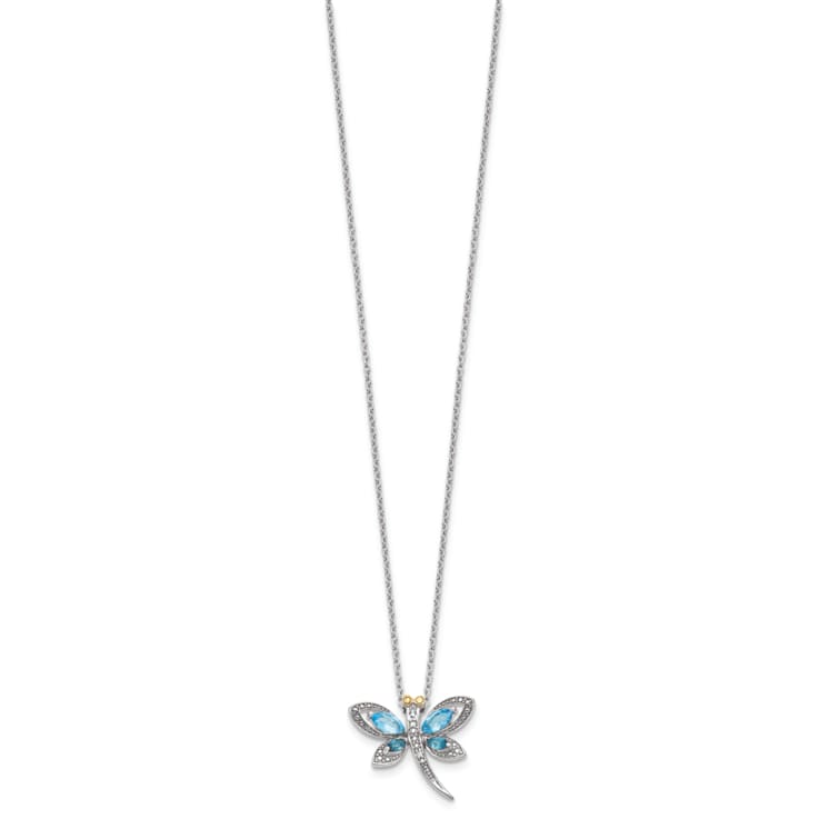 Rhodium Over Sterling Silver London Blue Topaz andDiamond Dragonfly
18" Necklace