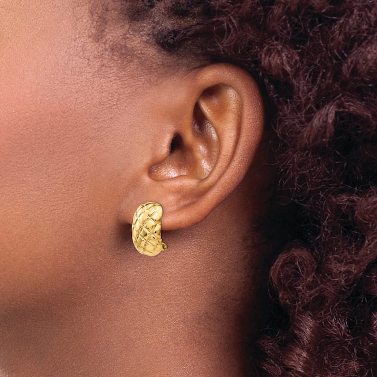 20-60代 人気ファッションブランド 14k Yellow Gold Polished and Textured Quilted Non-Pierced その他