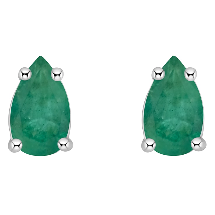 5x3mm Pear Shape Emerald 14k White Gold Stud Earrings