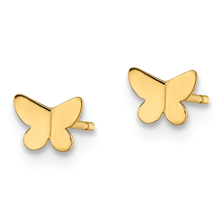 14k Yellow Gold Butterfly Stud Earrings