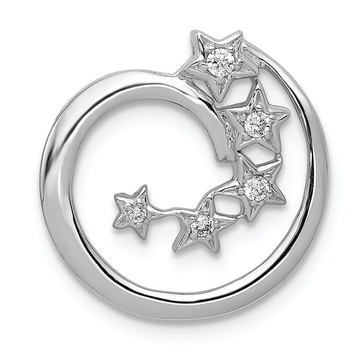 Rhodium Over 14k White Gold Diamond Stars Chain Slide Pendant