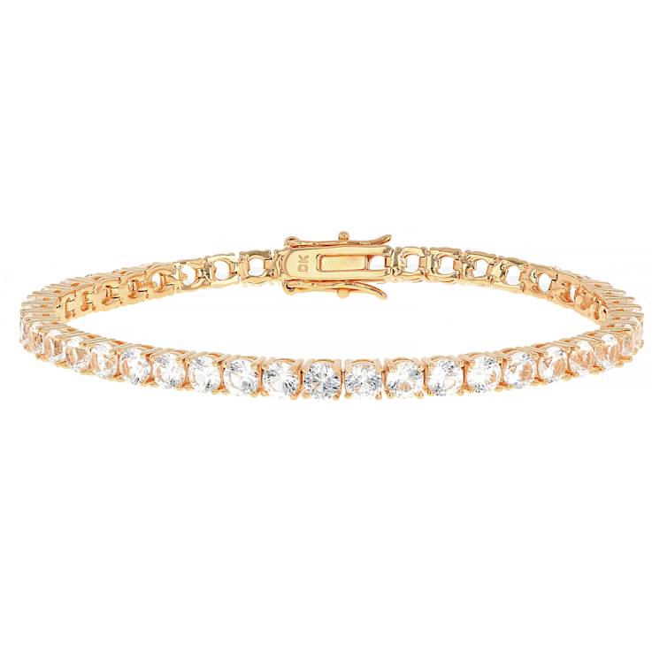 Lab-Created White Sapphire Tennis Bracelet In Rose Gold Over Brass