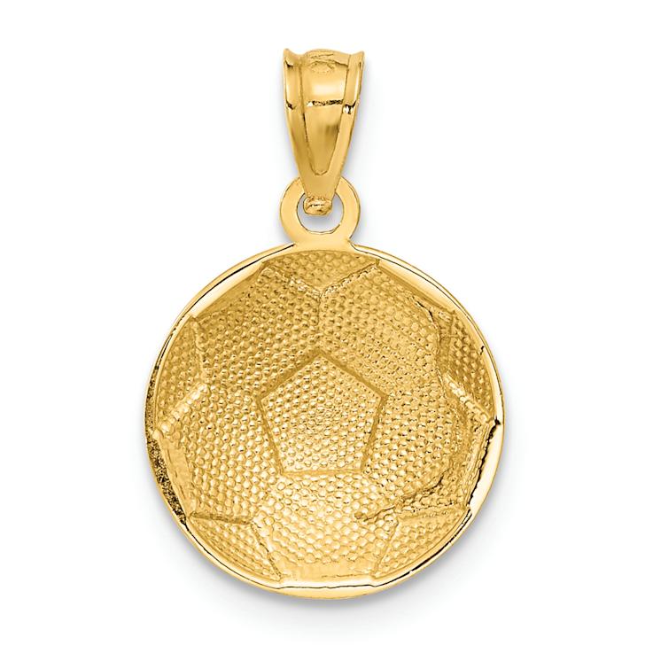 14k Yellow Gold Textured Soccer Ball Pendant