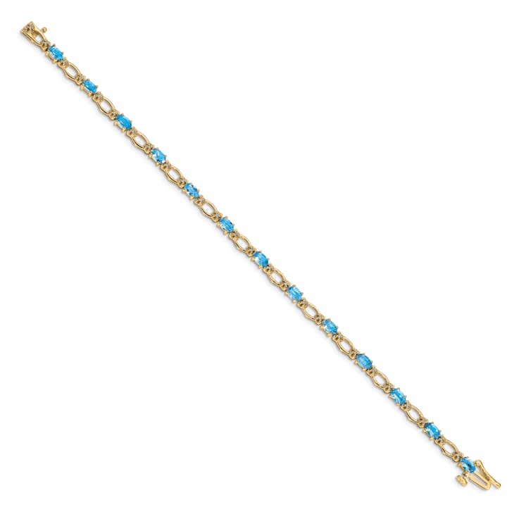 14k Yellow Gold Diamond and Blue Topaz Bracelet