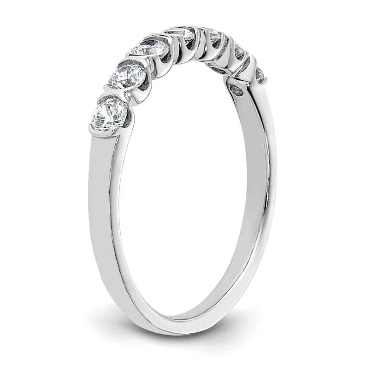 Rhodium Over 14K White Gold 7-Stone Diamond Wedding Band 0.49ctw