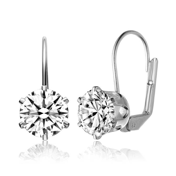 CZ Drop Earrings In Sterling Silver