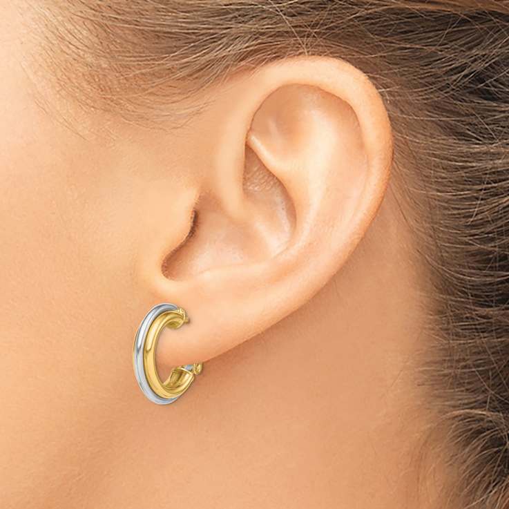 14k Two-tone 11/16" Polished Hoop Earrings