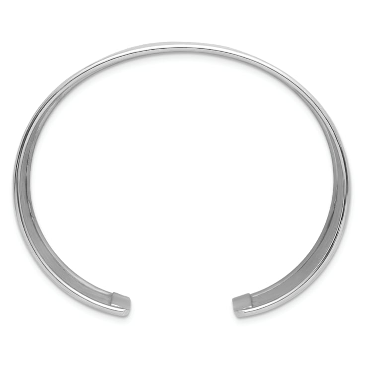 Rhodium Over Sterling Silver 37mm Hammered Cuff Bracelet