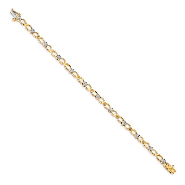 10k Yellow Gold and 10k White Gold Diamond Infinity Bracelet