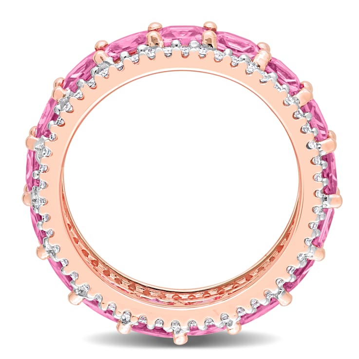 Pink Sapphire and Diamond 14K Rose Gold Ring 6.47ctw