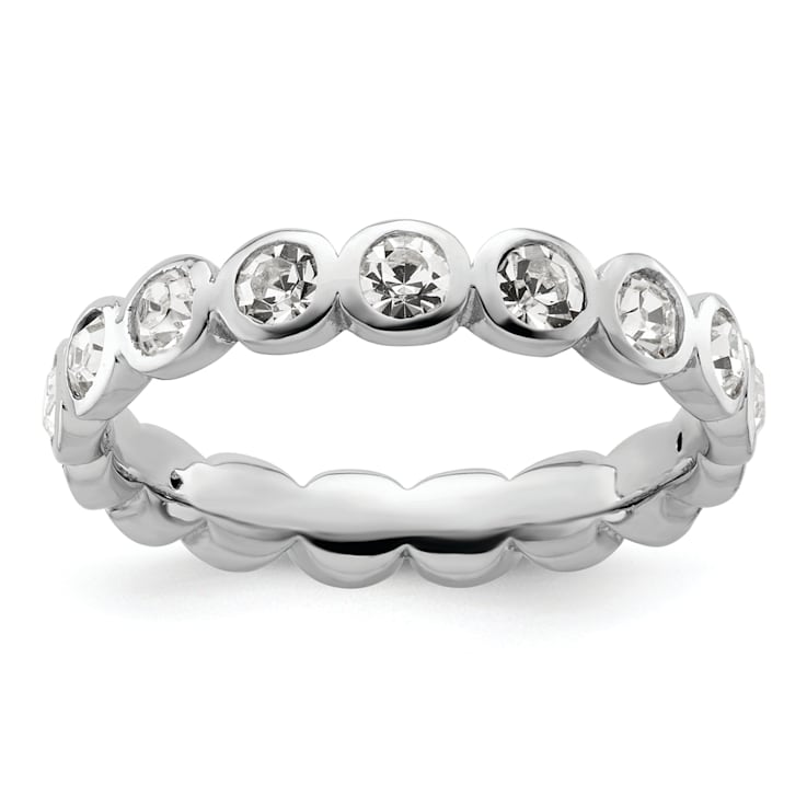 Sterling Silver Stackable Expressions White Crystal Ring