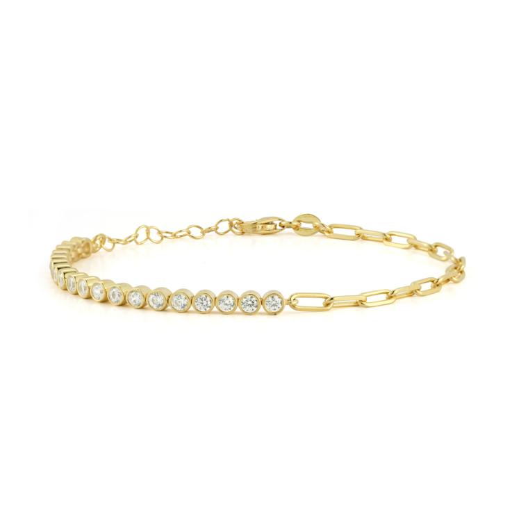 Sterling Statements 14K Yellow Gold Over Sterling Silver CZ Tennis X
Paperclip Bracelet