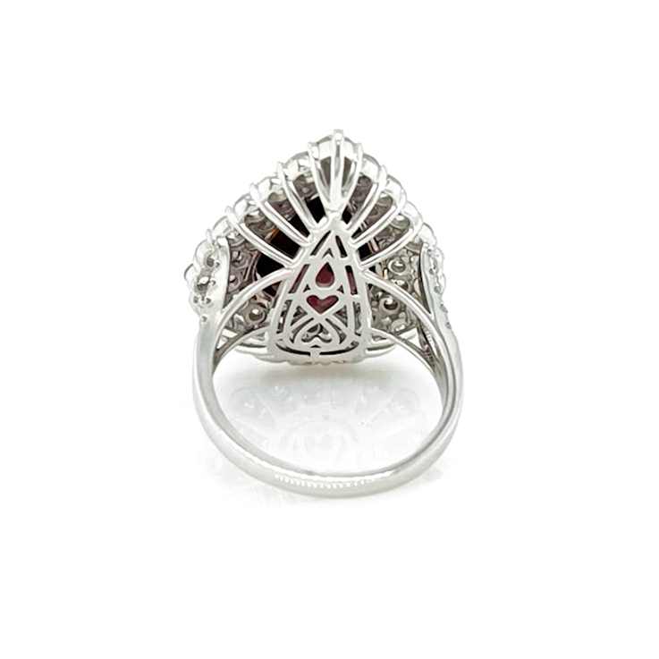10.95 Ctw Garnet and 3.08 Ctw White Diamond Ring in 14K 2-Tone
