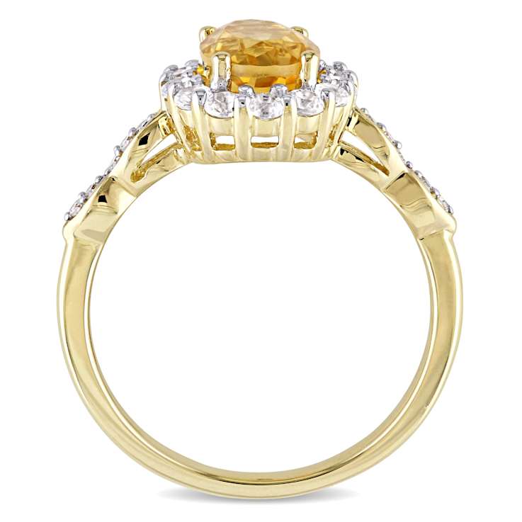 Citrine, White Topaz and Diamond 14K Yellow Gold 1.88ctw