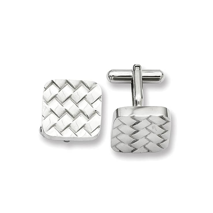 Stainless Steel Basket Weave Design Cuff Links