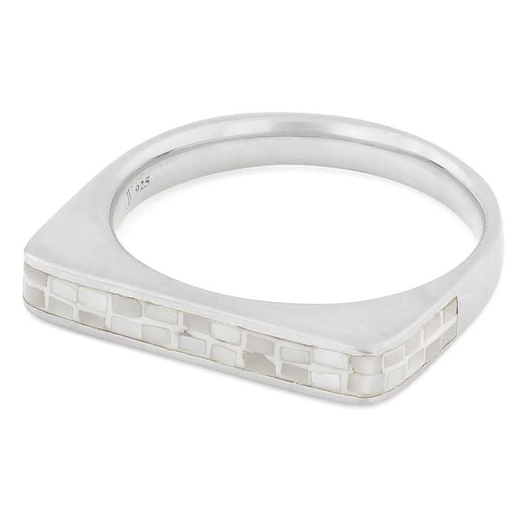 Mother-Of-Pearl Band Ring In Sterling Silver