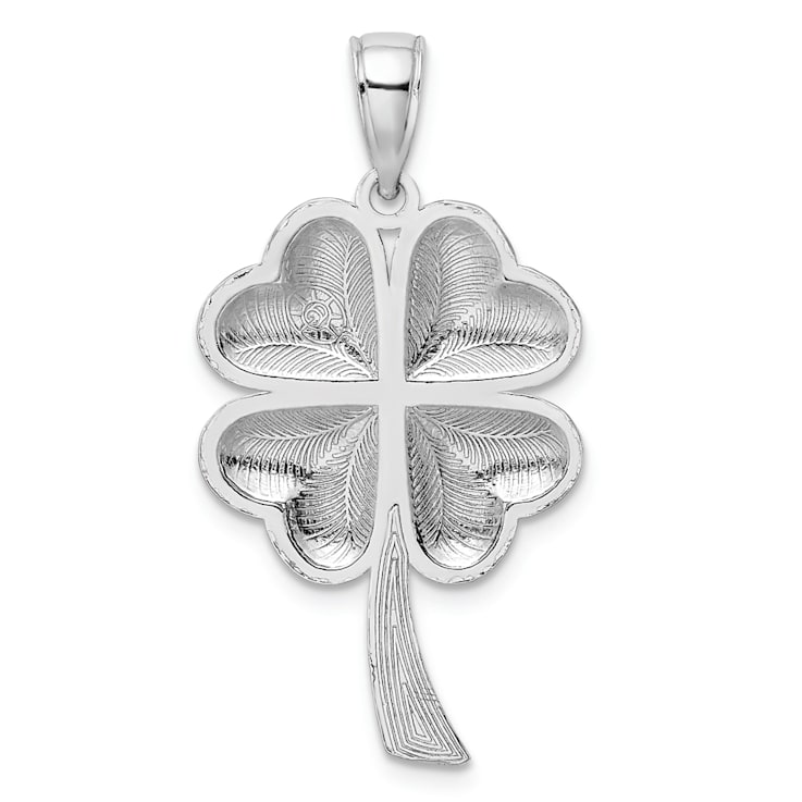 Rhodium Over 14k White Gold Polished 4-Leaf Clover Pendant