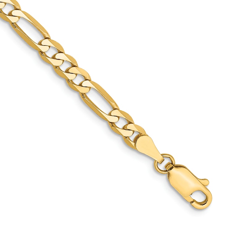 14K Yellow Gold 4mm Flat Figaro Chain Bracelet