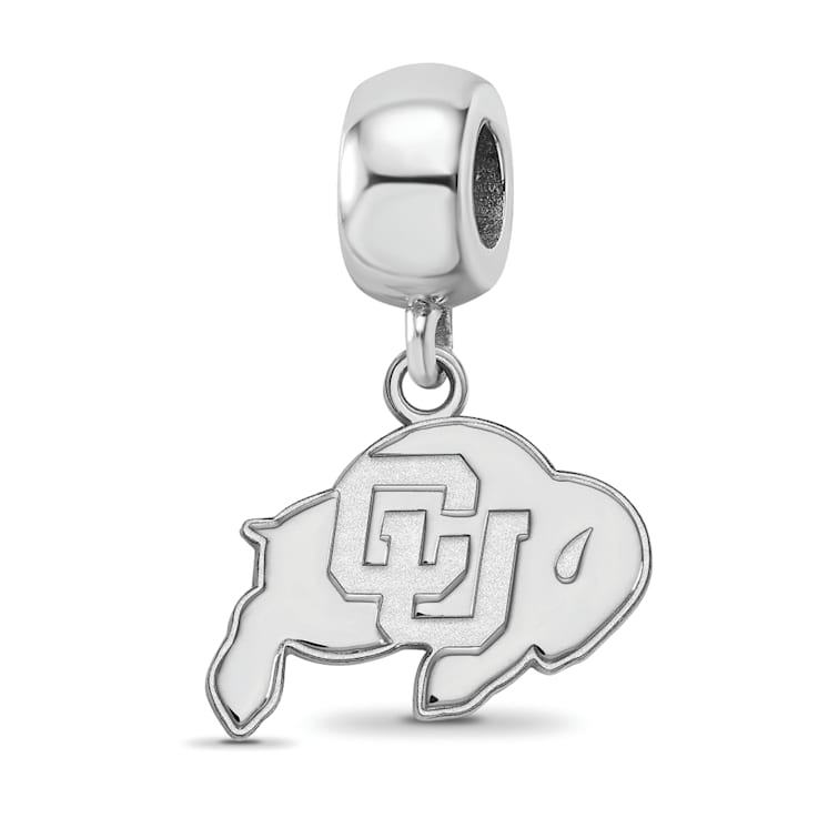 Sterling Silver Rhodium-plated LogoArt University of Colorado Small
Dangle Bead