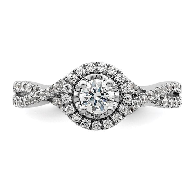 Rhodium Over 14K White Gold Eternal Promise Lab Grown Diamond Halo
Complete Ring 0.554ctw