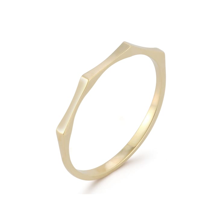 Bellissima Gold 14K Yellow Gold Thin Angled Band Ring