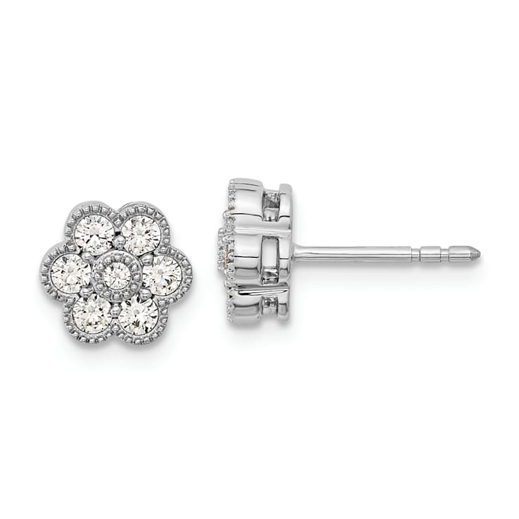 Rhodium Over 14K White Gold Lab Grown Diamond SI1/SI2, G H I, Floral
Post Earrings