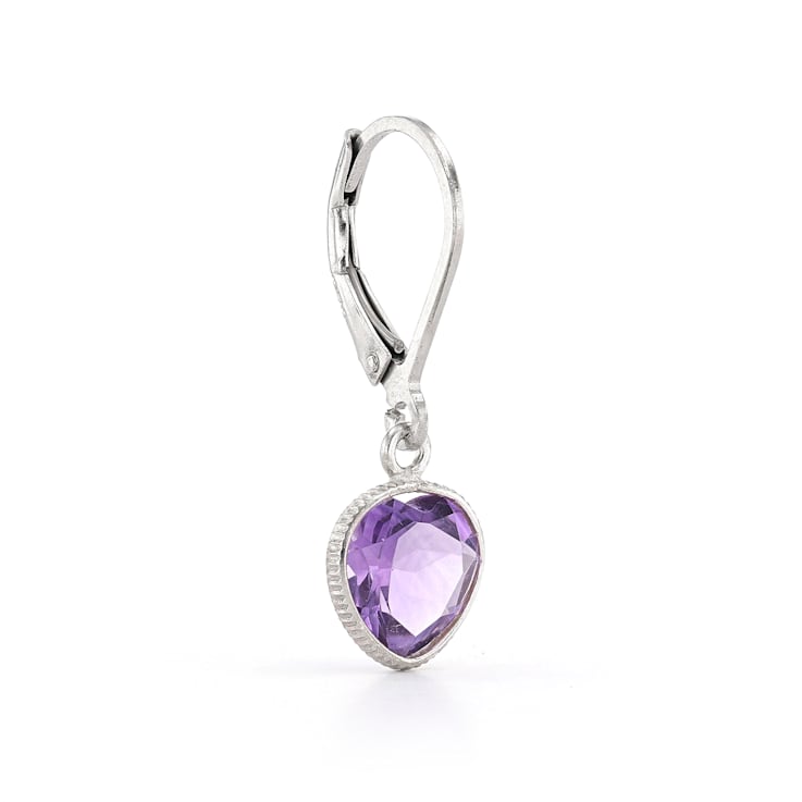 Purple Heart Shape Amethyst Sterling Silver Earrings 3ct
