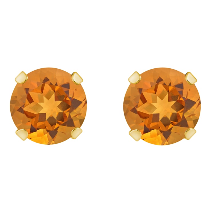 5mm Round Citrine 10k Yellow Gold Stud Earrings