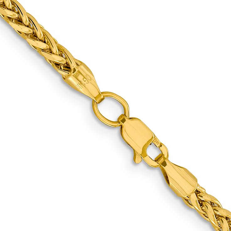 14k Yellow Gold 3.1mm Diamond-Cut Wheat Link 18 Inch Chain