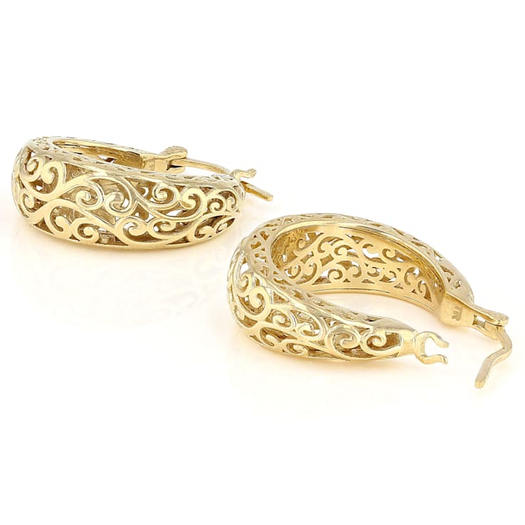 Filigree Hoop Earrings In 18K Gold Over Sterling Silver