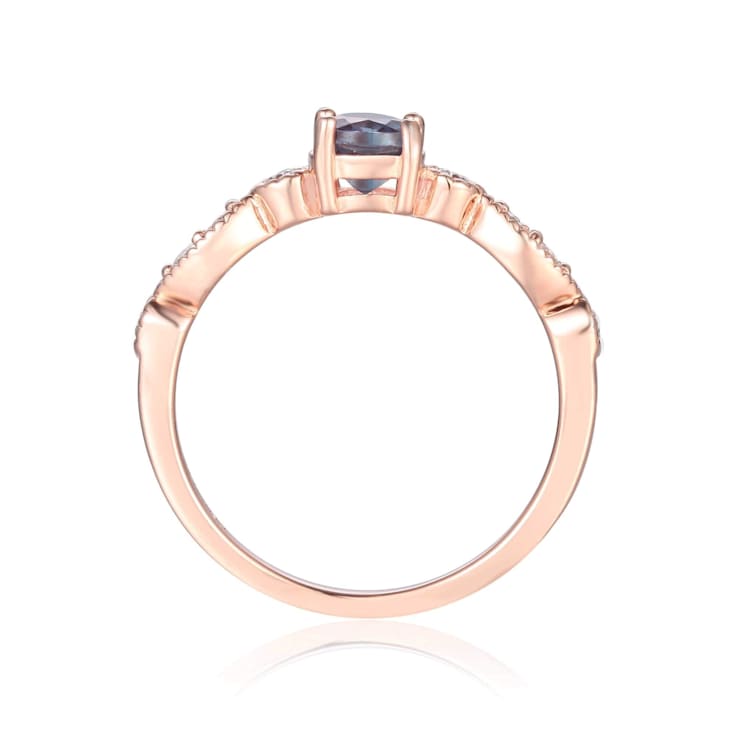 Blue Lab Created Alexandrite with Moissanite Accents 14K Rose Gold Over
Sterling Silver Ring