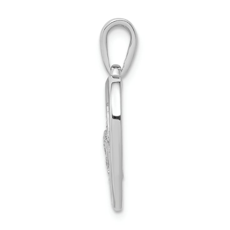Rhodium Over 14k White Gold Diamond Entwined Hearts Pendant