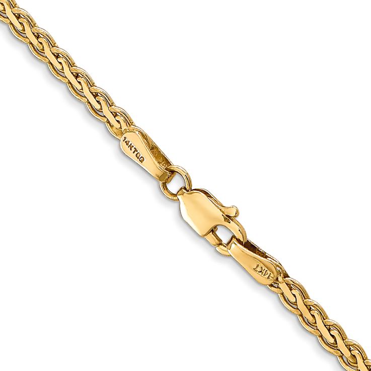 14k Yellow Gold 2.3mm Solid Flat Wheat 20 Inch Chain