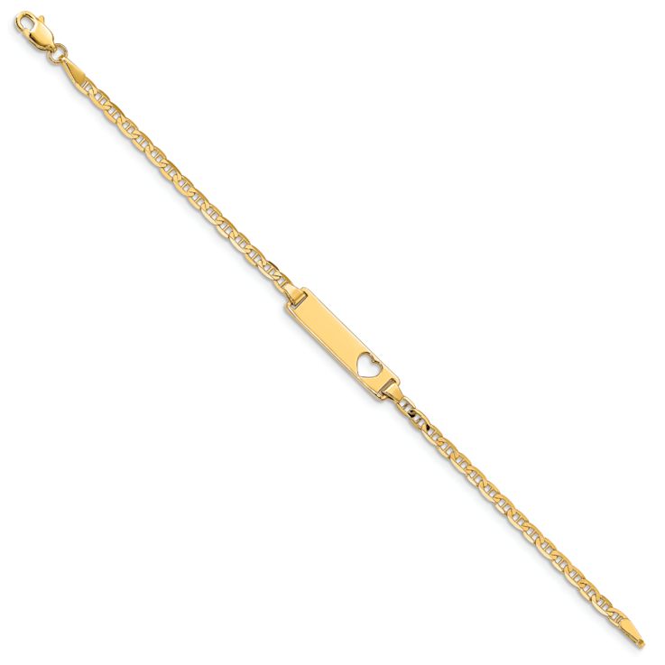10k Yellow Gold Children's Flat Mariner Link ID Bracelet