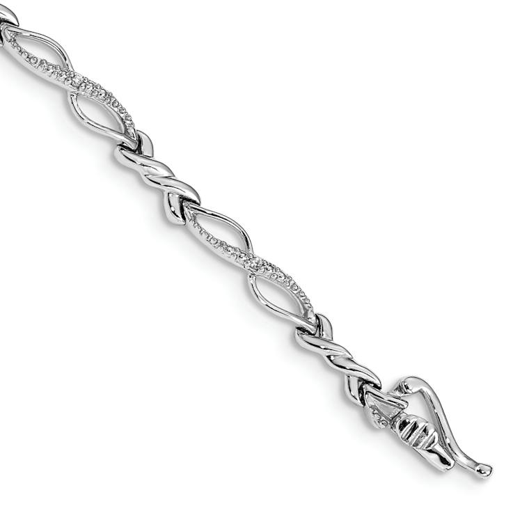 Rhodium Over 10k White Gold Diamond Bracelet
