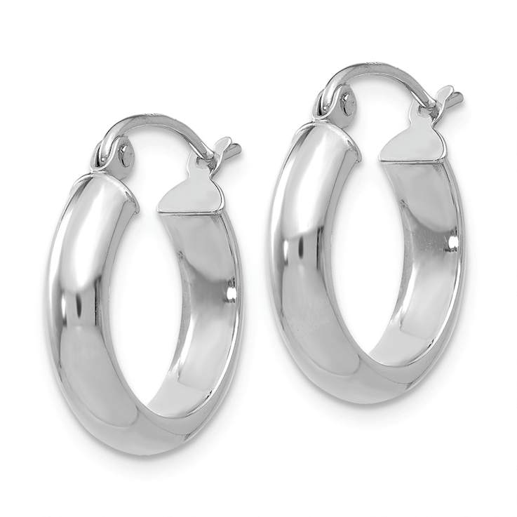 Rhodium Over 14k White Gold 3/4" Hoop Earrings