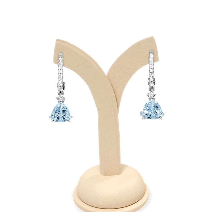 14K White Gold Aquamarine and Diamond Earring 2.18cts