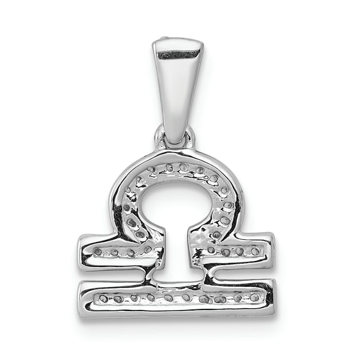 Rhodium Over 14K White Gold Diamond Libra Zodiac Pendant