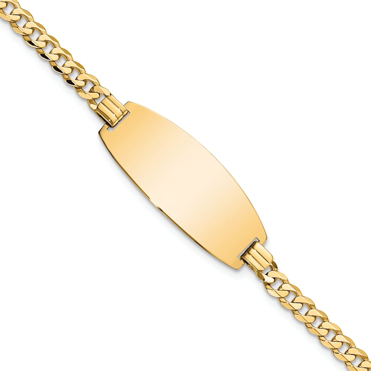14k Yellow Gold Oval Curb Link ID Bracelet