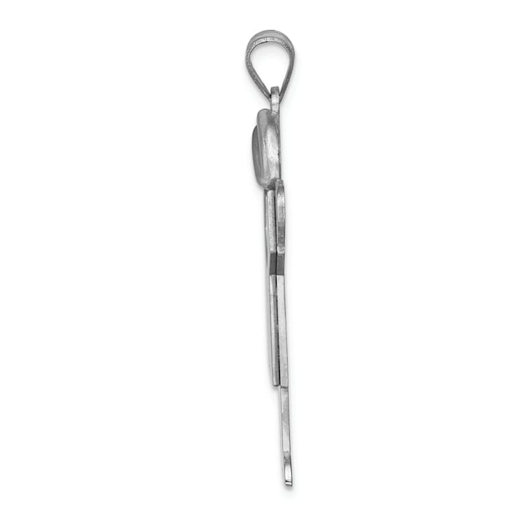 Rhodium Over 14k White Gold Satin Large Boy with Hat on Right Charm