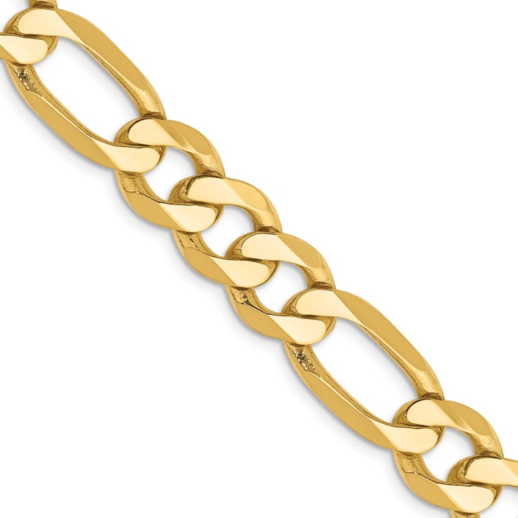 14K Yellow Gold 8.75mm Flat Figaro Chain Necklace