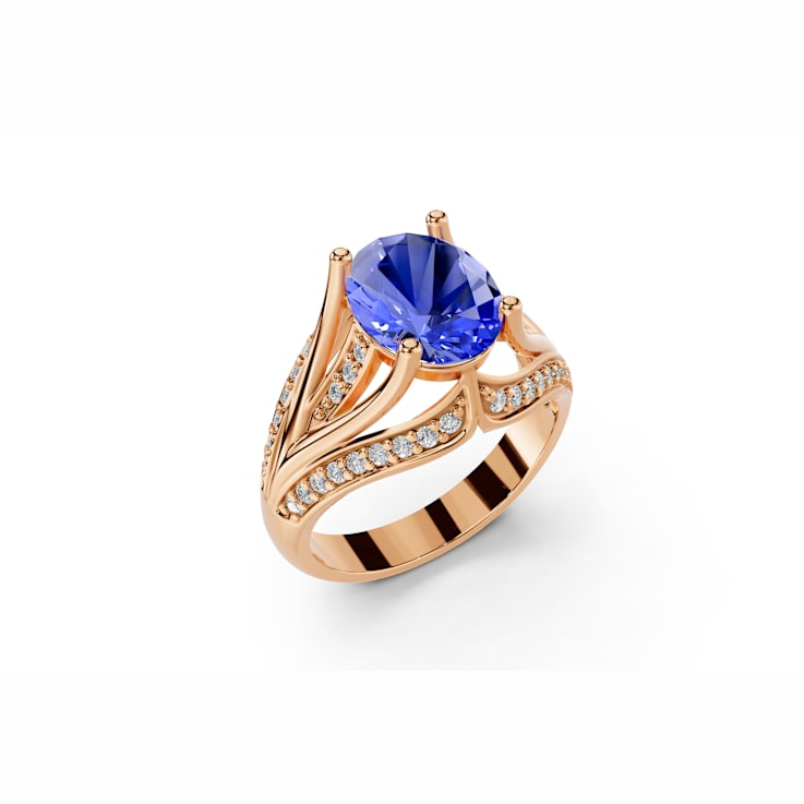 14K Rose Gold Tanzanite and Diamond Ring 2.20 ctw