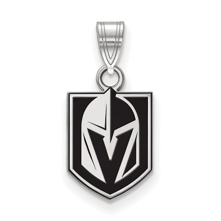 Rhodium Over Sterling Silver NHL LogoArt NHL Vegas Golden Knights Enamel Pendant