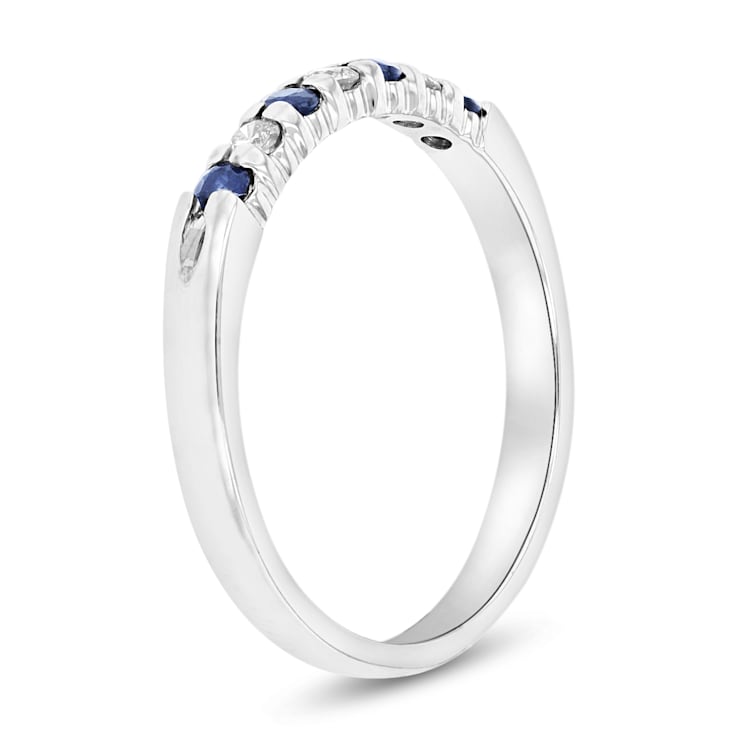0.25ctw Sapphire and Diamond Wedding Band Ring in 14k White Gold