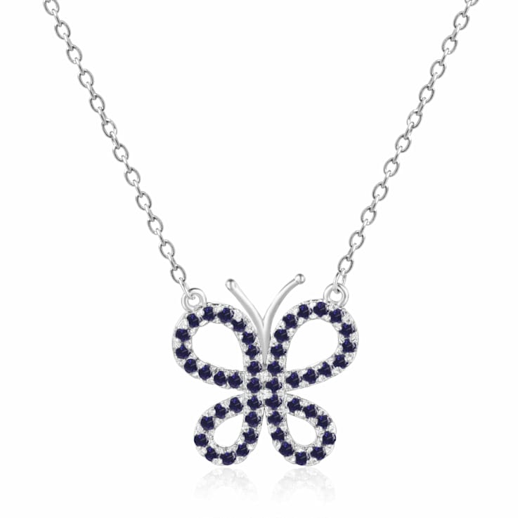 Sapphire Butterfly Sterling Silver Necklace