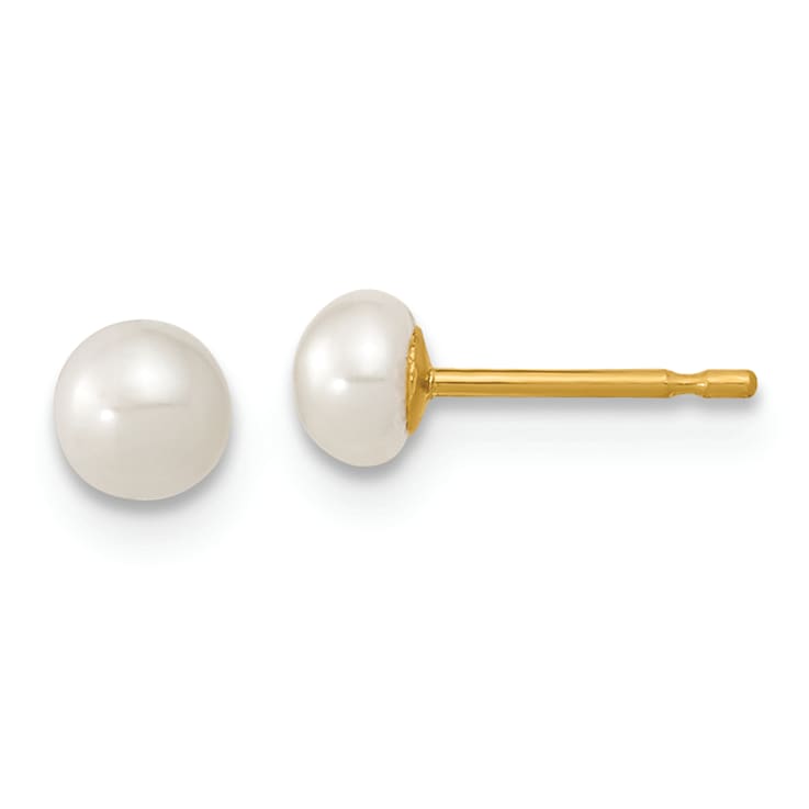 14K Yellow Gold 3-4mm Freshwater Cultured Pearl 14 Inch Necklace, 5 Inch
Bracelet and Earring Set