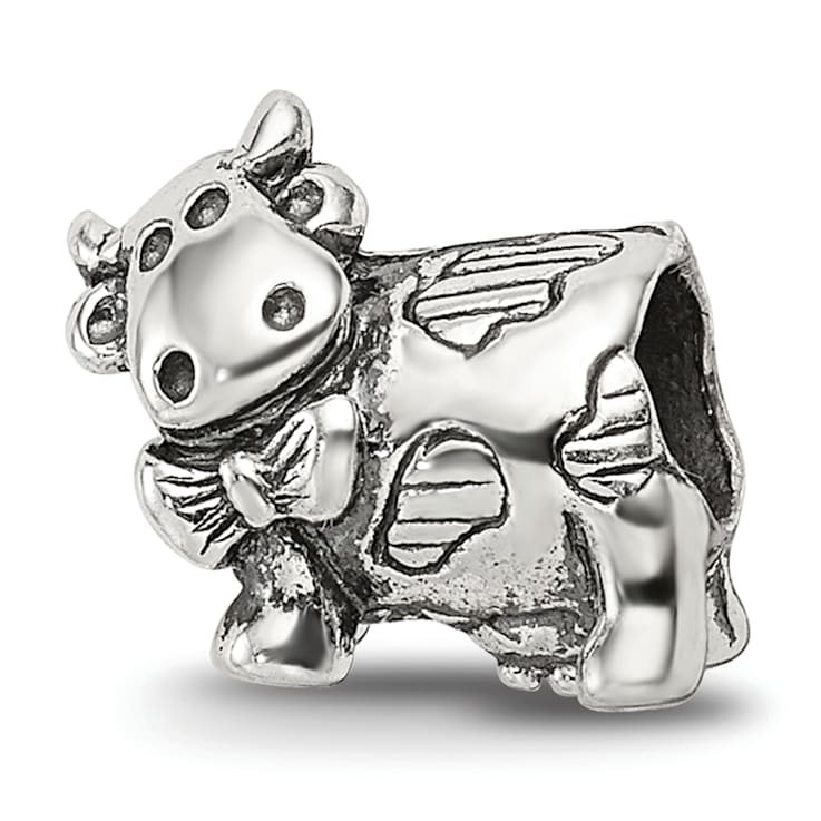 Sterling Silver Cow with Bow Bead