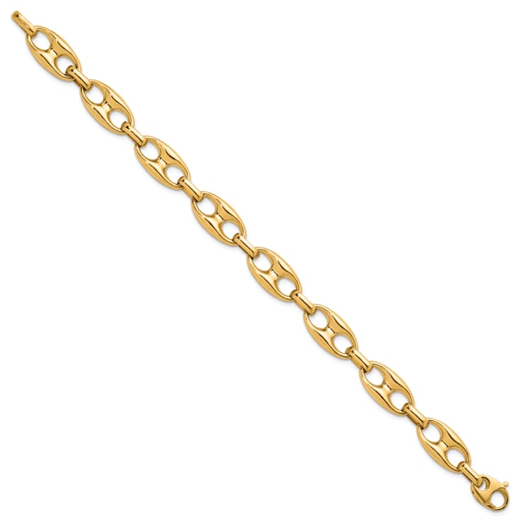 14K Yellow Gold 10mm Anchor Link 7.5 Inch Bracelet