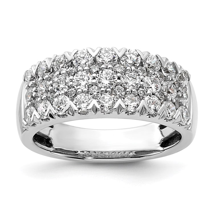 Rhodium Over 14K White Gold Pave Diamond Wedding Band 1.59ctw